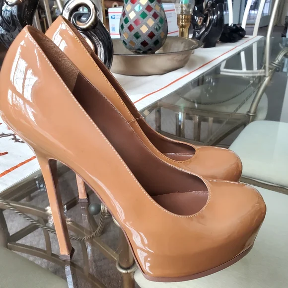 イヴ・サンローラン　TRIB TOO Ysl Yves Saint Laurent Pump Tribtoo 105 Platform Patent Shoe